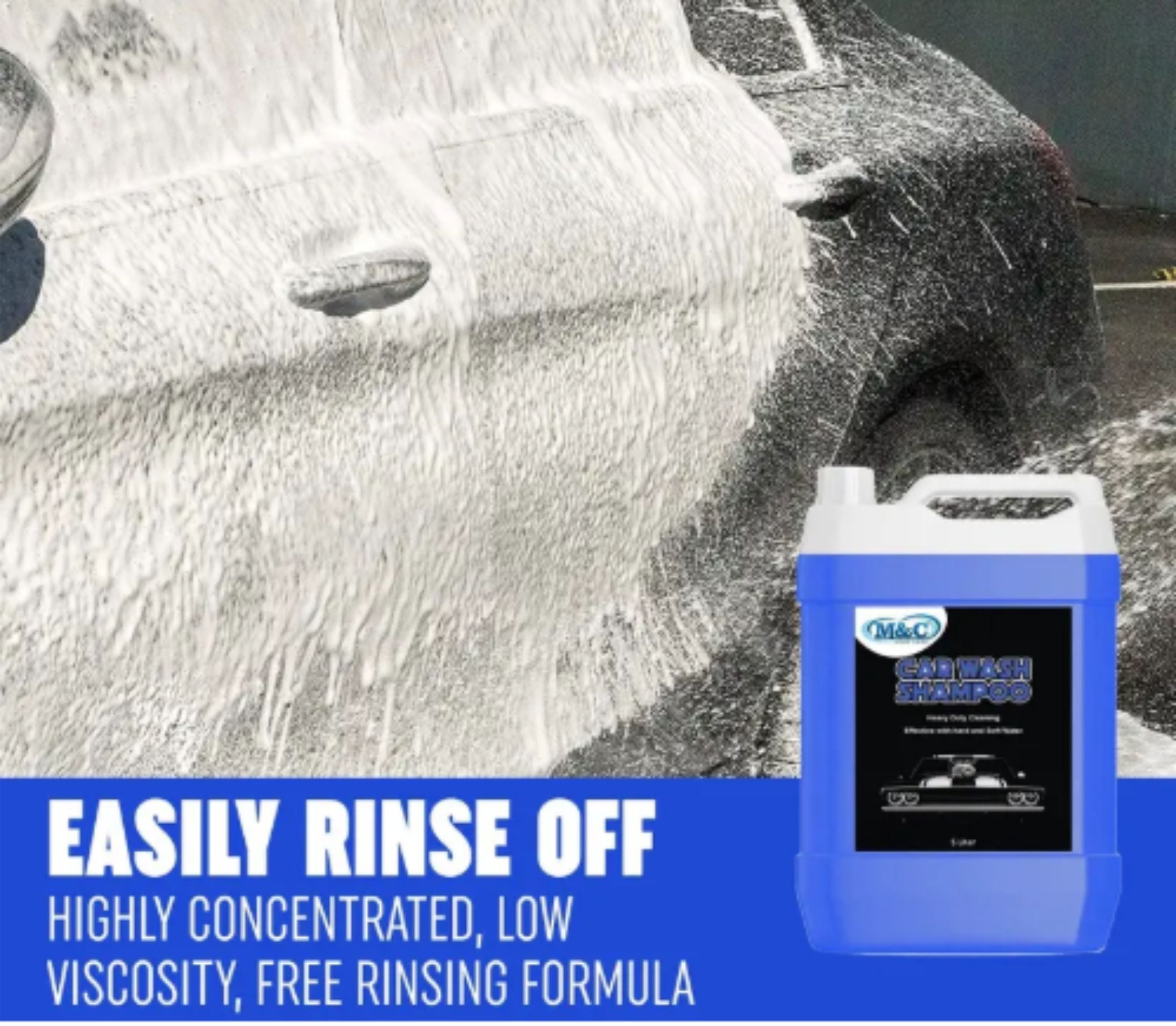 M&C PH Neutral Formula For Spot Free Cleaning With Extra Foam Booster.(5L+5L)-A18 Car Washing Liquid (10000 ml)